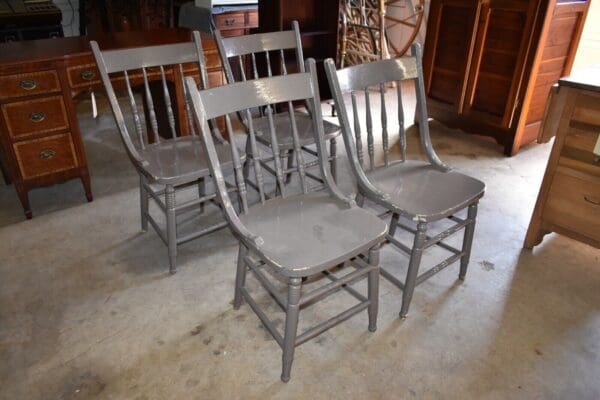 Vintage Gray Dining Side Chairs, Set of 4