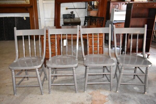 Vintage Gray Dining Side Chairs, Set of 4