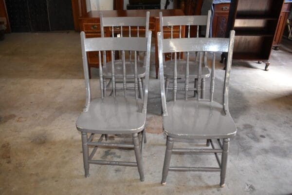 Vintage Gray Dining Side Chairs, Set of 4