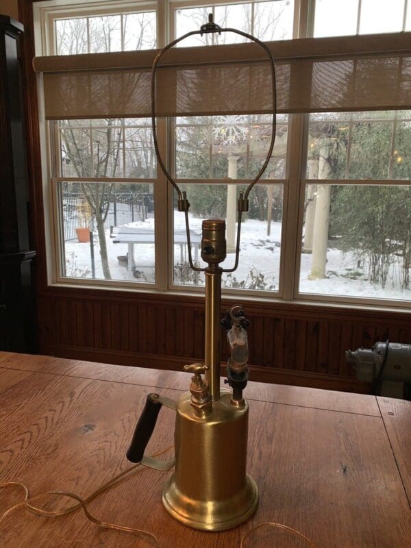 One Of A Kind Steampunk Antique Brass Blowtorch Lamp Industrial Design