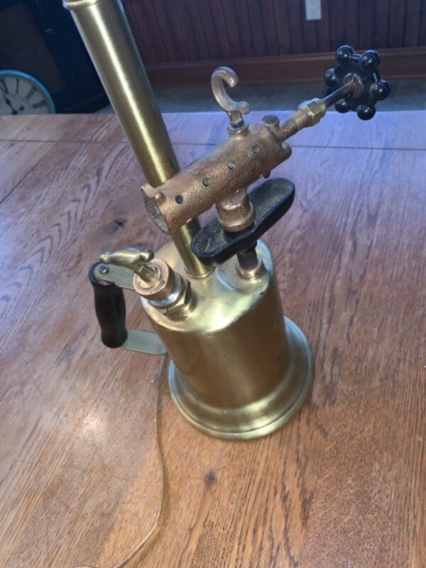 One Of A Kind Steampunk Antique Brass Blowtorch Lamp Industrial Design