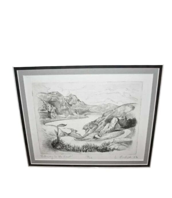 Vintage Antique Pathway to the East Drawing by L. Erlick Pencil Signed Limited