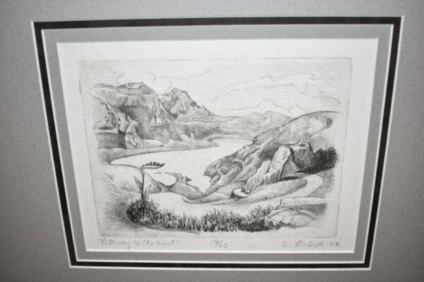 Vintage Antique Pathway to the East Drawing by L. Erlick Pencil Signed Limited