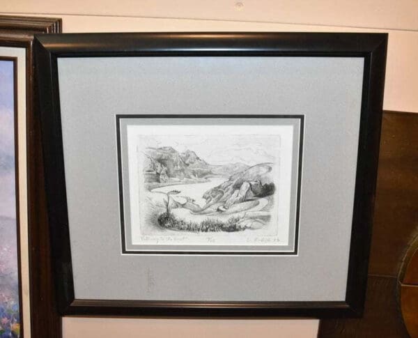 Vintage Antique Pathway to the East Drawing by L. Erlick Pencil Signed Limited