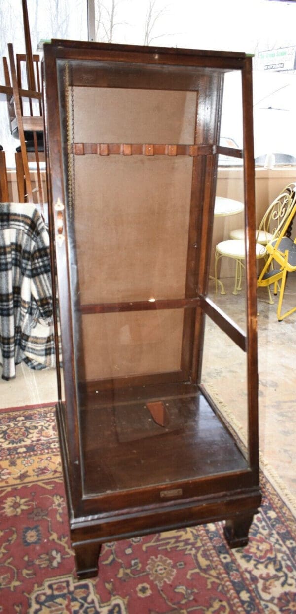 Columbus Show Case Antique Slant Front Glass Display Case Cabinet, Gun Cabinet