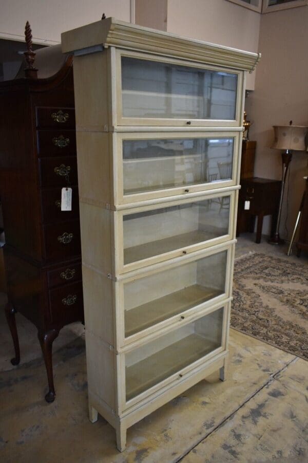 Antique 5 Stack Barrister Bookcase, Painted