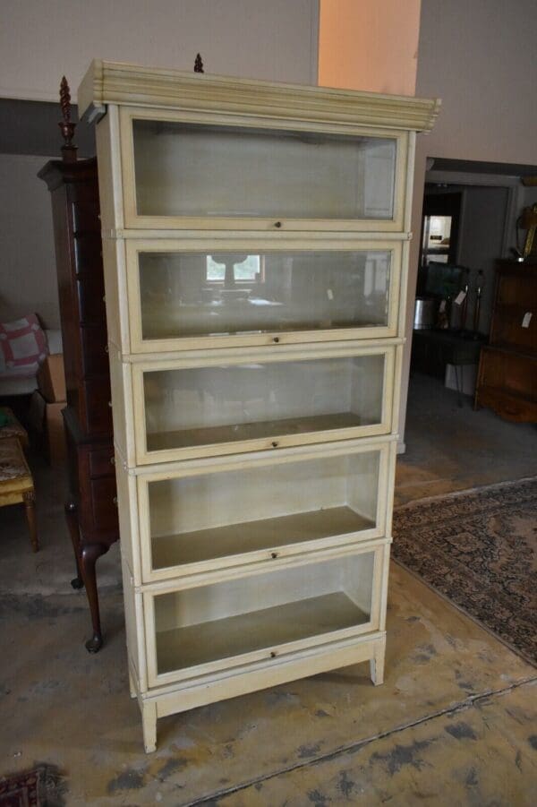 Antique 5 Stack Barrister Bookcase, Painted