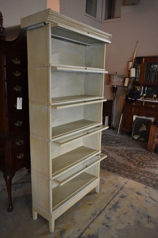 Antique 5 Stack Barrister Bookcase, Painted