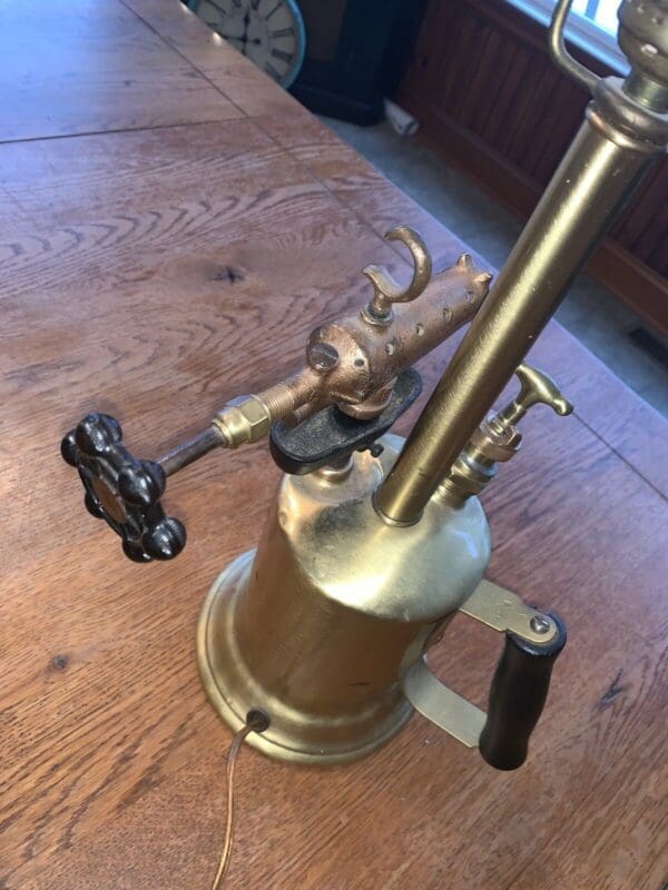 One Of A Kind Steampunk Antique Brass Blowtorch Lamp Industrial Design