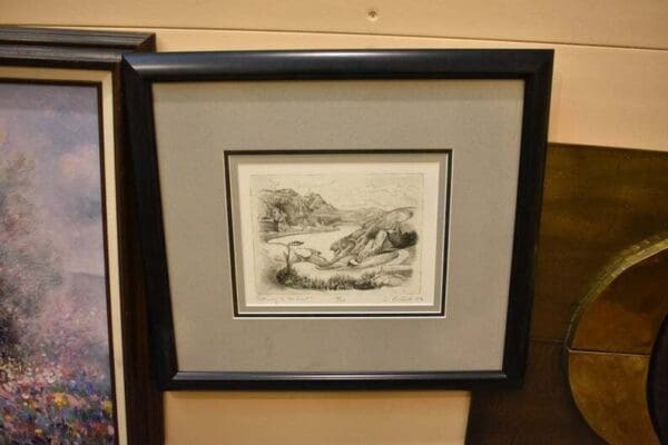 Vintage Antique Pathway to the East Drawing by L. Erlick Pencil Signed Limited