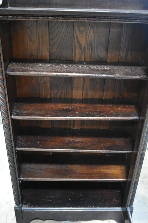 Antique Oak Single Door Bookcase, Display Cabinet