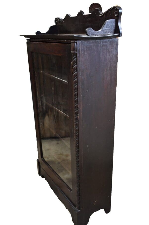 Antique Oak Single Door Bookcase, Display Cabinet