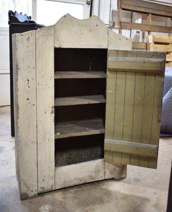 Primitive Shabby Painted Bead Board Cabinet, Cupboard