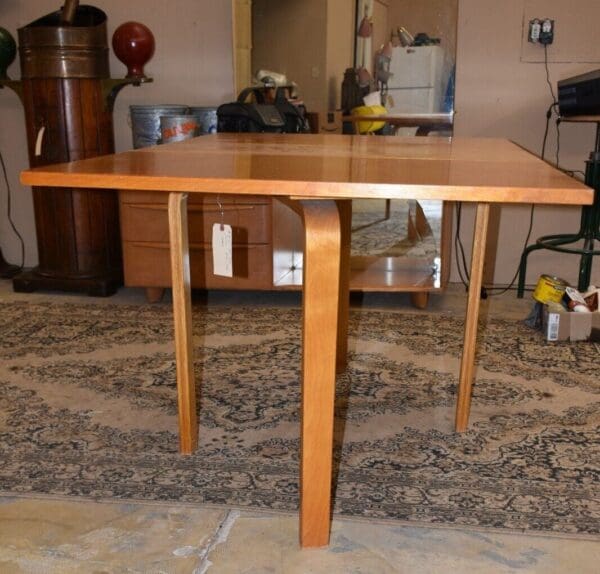 Mid Century Danish Modern Drop Sides Table with Bentwood Legs