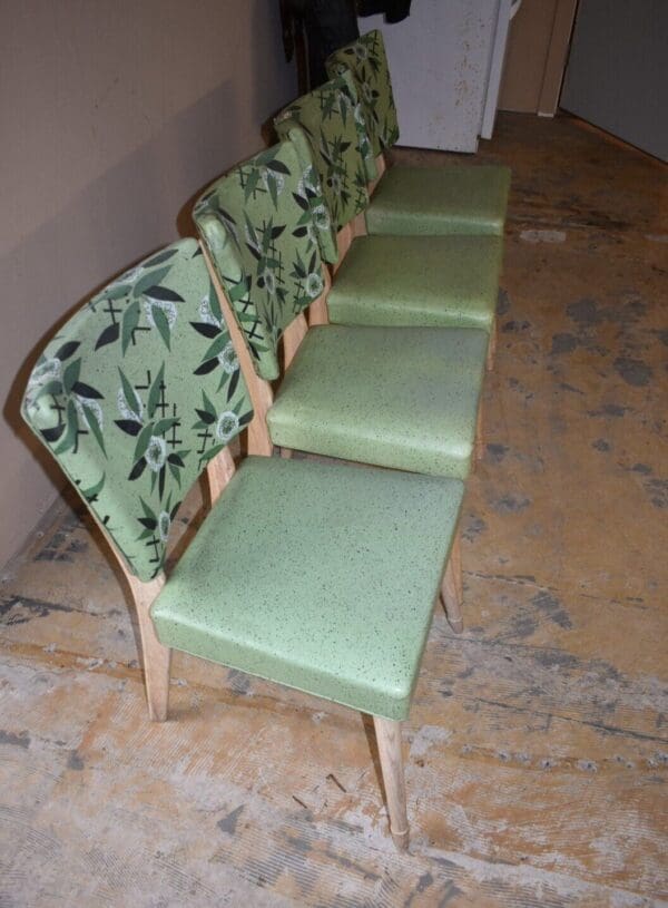 Mid Century Green Vinyl Side Chairs by Meier & Pohlmann, set of 4