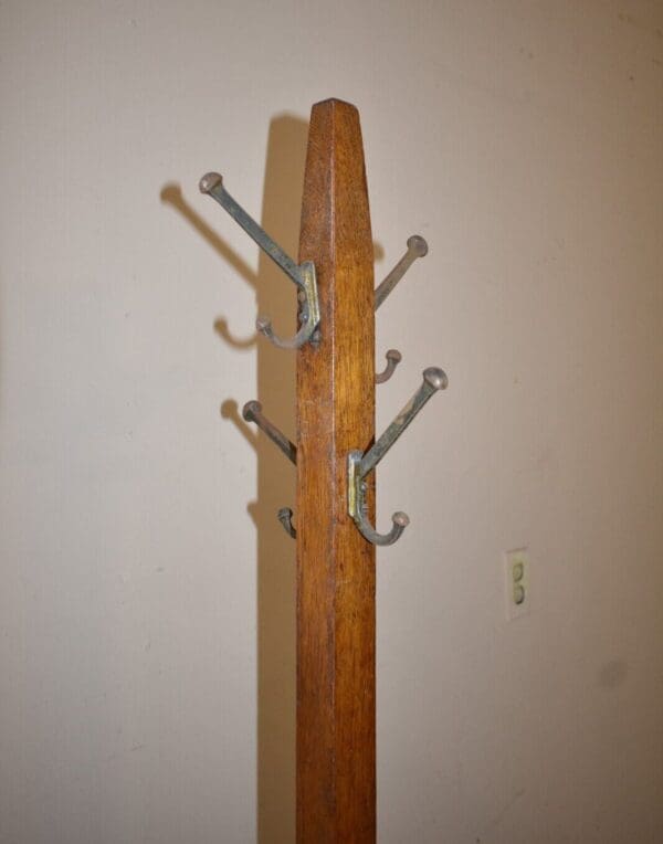 Antique Oak Coat Hat Rack, Stand