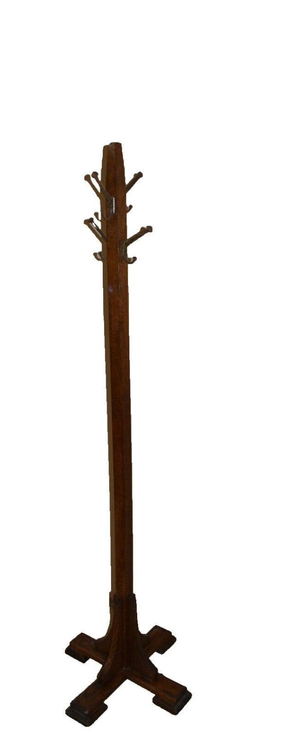 Antique Oak Coat Hat Rack, Stand