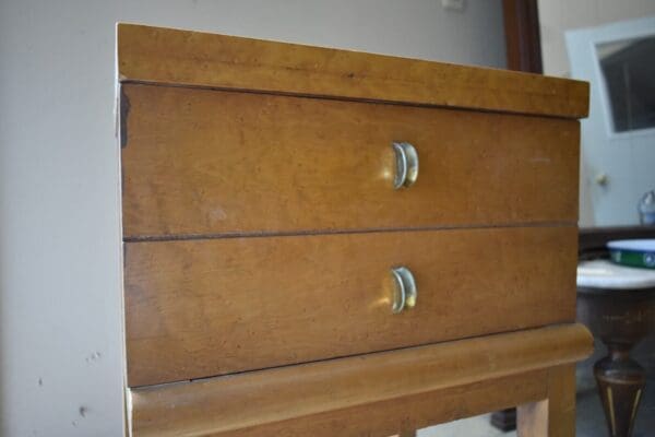 Mid Century Birdseye Maple Bedroom Nightstand, End Table