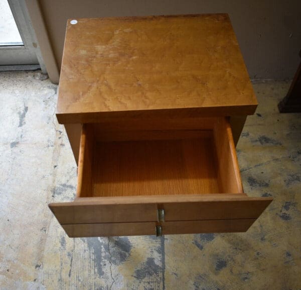 Mid Century Birdseye Maple Bedroom Nightstand, End Table