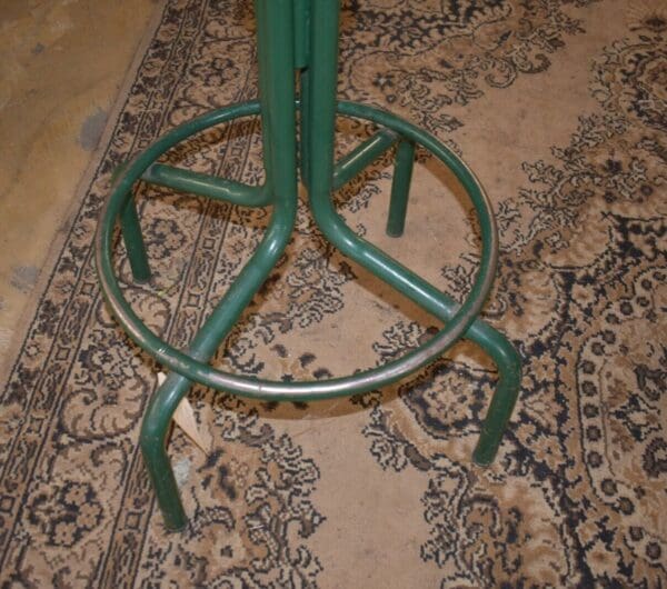 1983 Vintage Industrial Adjustable Green Metal Pub Stool, Chair