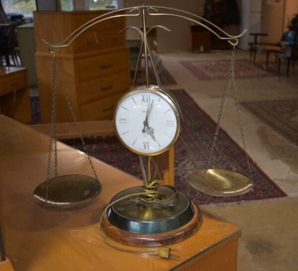 Mid Century Modern Scale with Clock by United Metal Goods Mfg Co