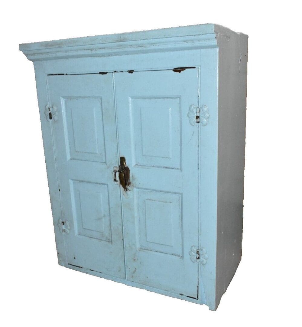 Antique Shabby Blue Wall Medicine Cabinet, Cupboard with Mirror