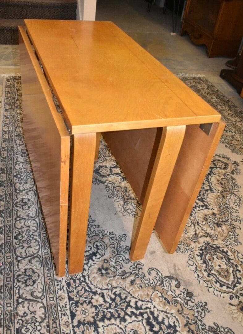 Mid Century Danish Modern Drop Sides Table with Bentwood Legs