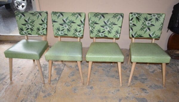 Mid Century Green Vinyl Side Chairs by Meier & Pohlmann, set of 4