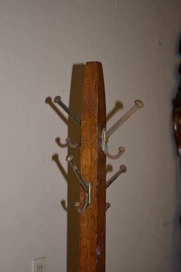 Antique Oak Coat Hat Rack, Stand