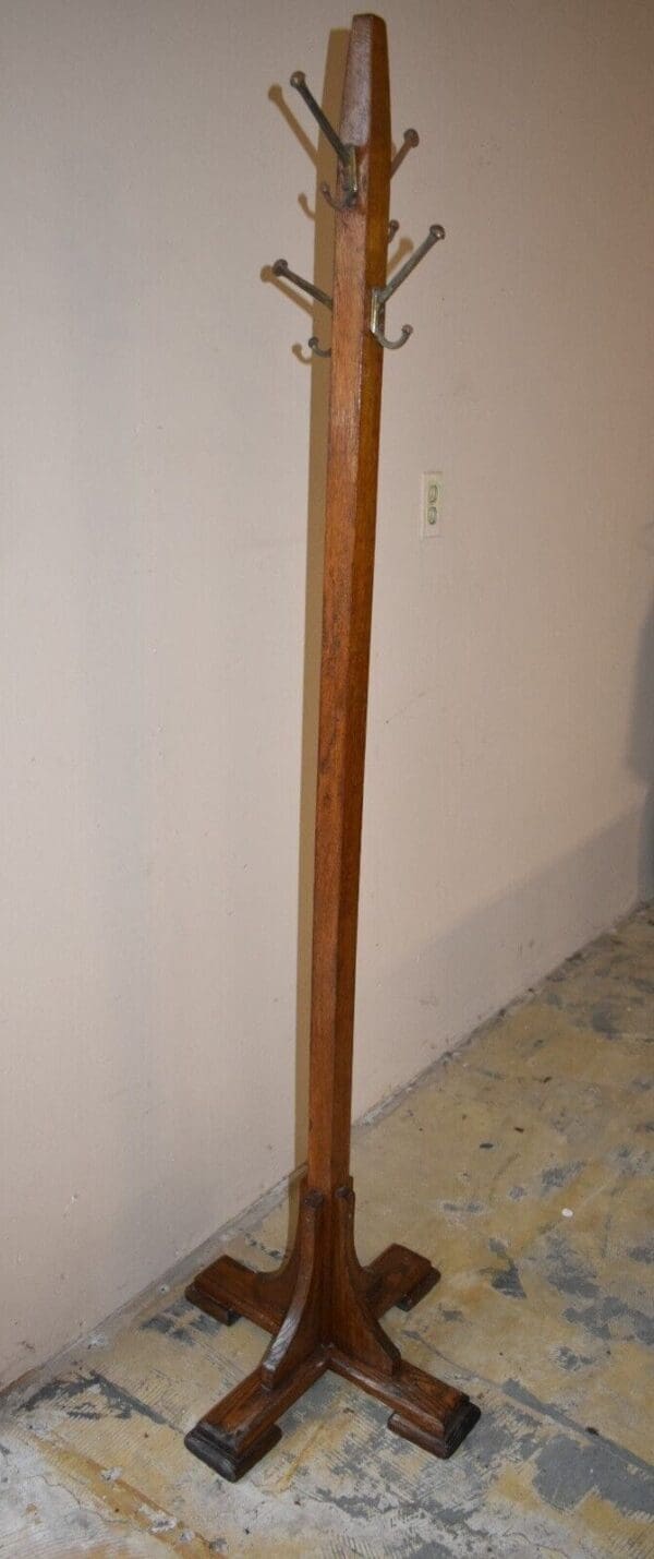 Antique Oak Coat Hat Rack, Stand