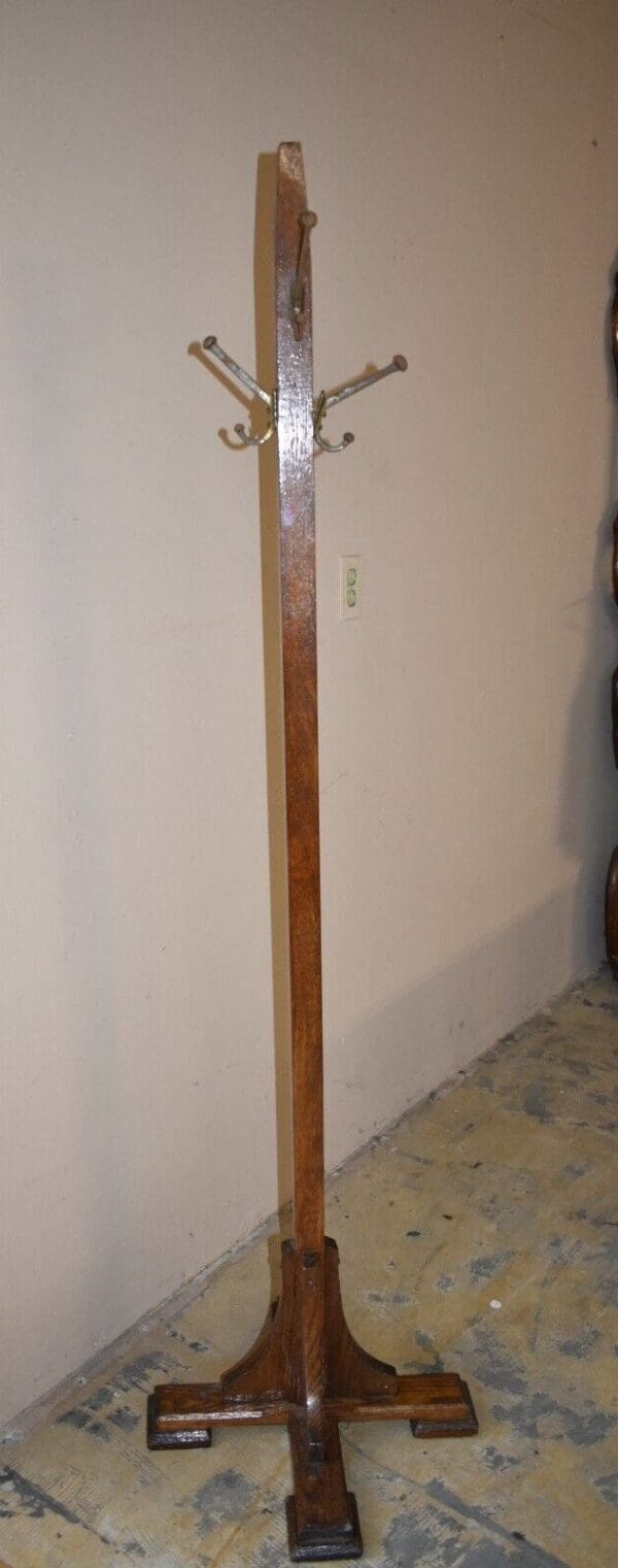 Antique Oak Coat Hat Rack, Stand