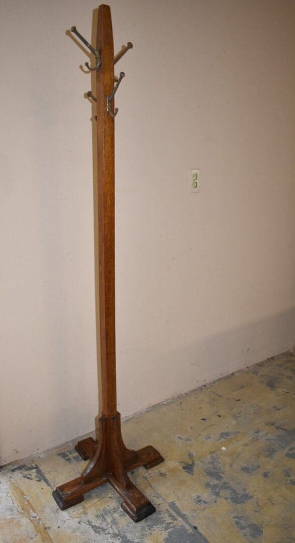 Antique Oak Coat Hat Rack, Stand