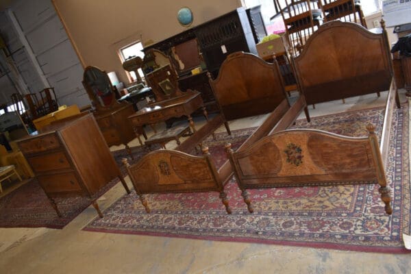 Rare Antique Berkey & Gay Walnut Bedroom Set