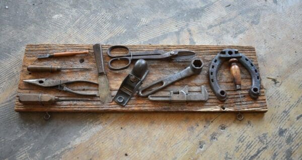 Vintage Tools on Barn-wood Board, Wall Art