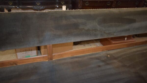 Antique RailRoad Station Large Green Upholstered Wood Bench