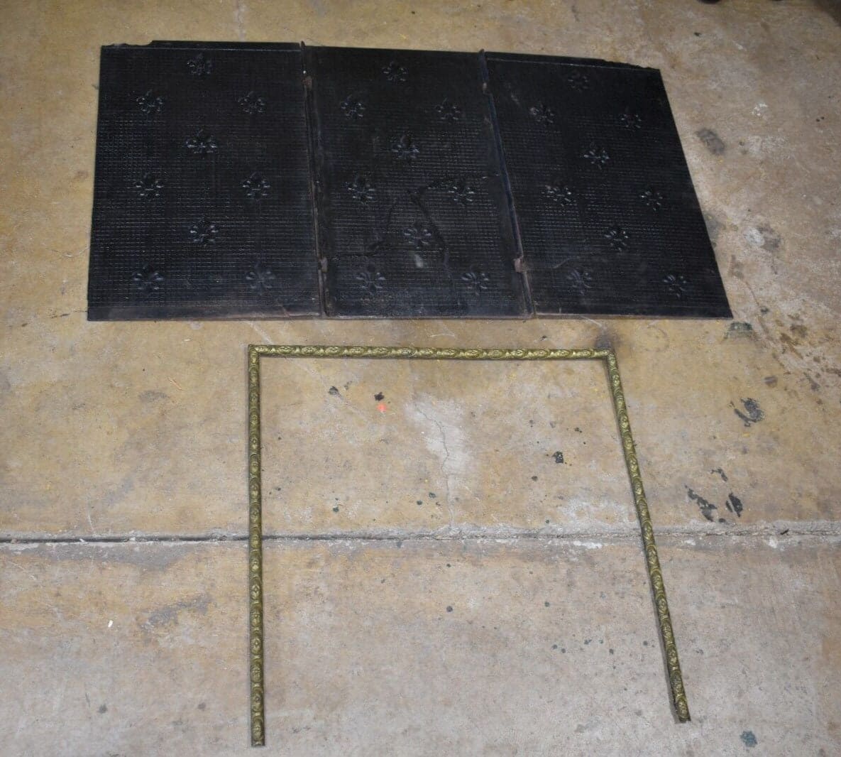 Antique Cast Iron Fireback, Fireplace Surround