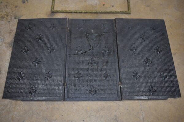 Antique Cast Iron Fireback, Fireplace Surround