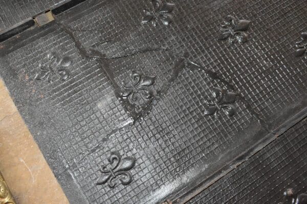 Antique Cast Iron Fireback, Fireplace Surround