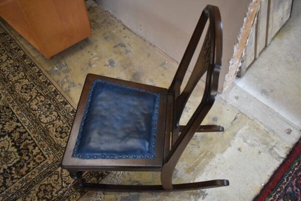 Antique Walnut Child's Leather Seat Rocking Chair, Rocker