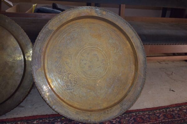 Vintage Asian Brass Engraved Serving Tray/ Wall Hanging