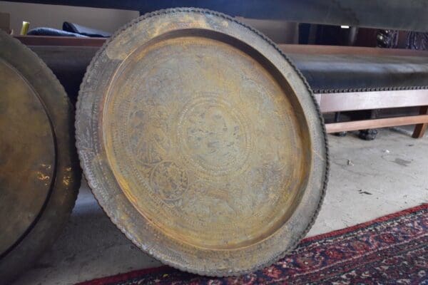 Vintage Asian Brass Engraved Serving Tray/ Wall Hanging