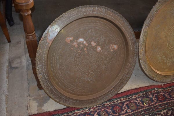 Vintage Asian Brass Engraved Serving Tray/ Wall Hanging