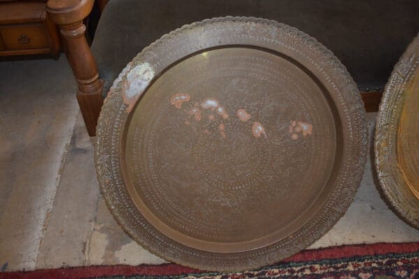 Vintage Asian Brass Engraved Serving Tray/ Wall Hanging