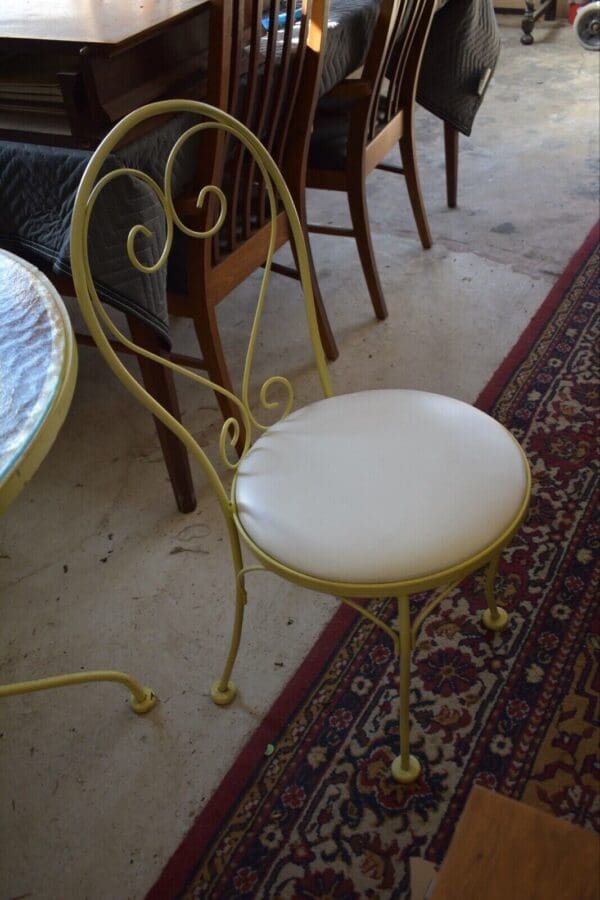 Mid-century 3-Piece Yellow Ice Cream Parlor Set, Outdoor Bistro Table and Chairs