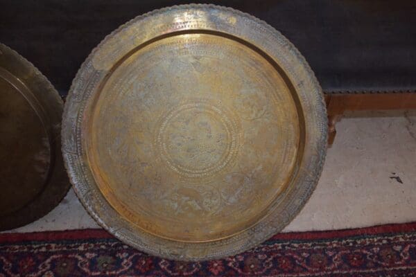 Vintage Asian Brass Engraved Serving Tray/ Wall Hanging