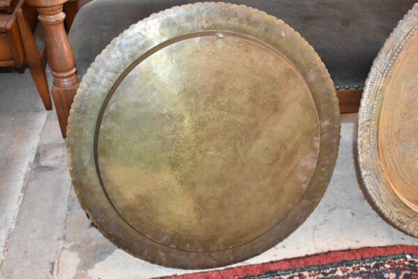 Vintage Asian Brass Engraved Serving Tray/ Wall Hanging