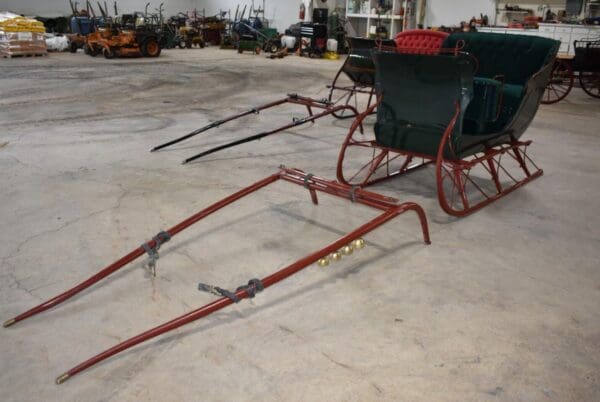 Restored Antique Jump Seat Cutter Sleigh with Shafts, Lowell Larson Collection