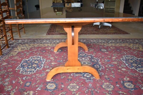 Vintage Rustic Cabin Kitchen Dining Table and Ladder Back Cane Chairs