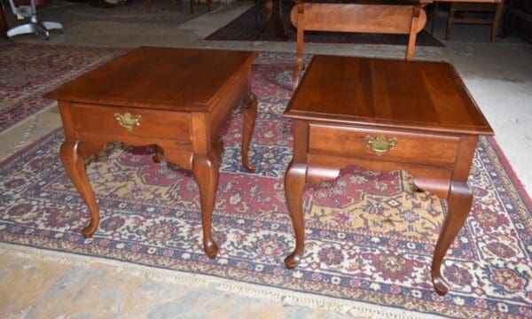 Lenoir House Cherry End Tables, A Pair