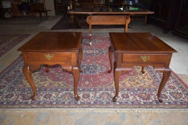 Lenoir House Cherry End Tables, A Pair